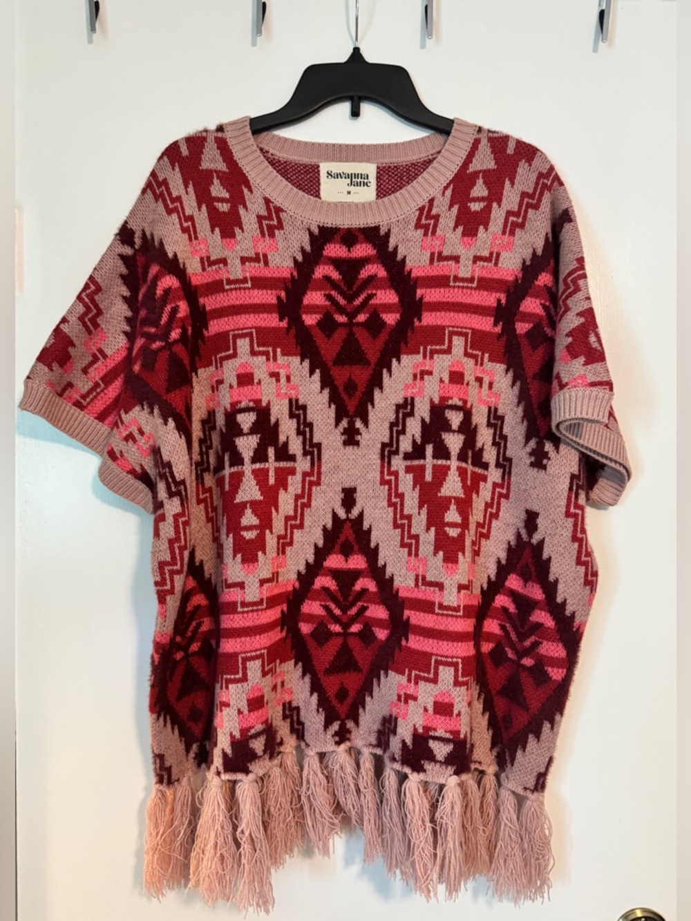 Savanna Jane boho pullover sweater poncho size M